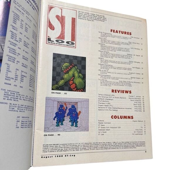 Atari ST Log Magazine Issue 22 Midimon Dungeon Master OCP Art Studio 1988 - Picture 4 of 4
